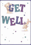The cheerful scene on this get well card embodies the uplifting warmth of Plumstead's close-knit community. Two irresistible characters-a teddy bear and a floppy-eared puppy-playfully balance the oversized, deep teal and indigo letters spelling out "Get Well." Their expressions, tender and bright, radiate comfort and friendly optimism, echoed by stars that twinkle like hidden gems on a crisp white field. The fur textures are drawn with such inviting softness that you can almost sense their gentle hugs. This card exudes a spirit of hope and renewal much like a freshly delivered bouquet from the heart of Plumstead, where every petal and stem is arranged with care for swift recovery. With its charming blend of innocence, vibrant colour, and heartfelt design, it's an ideal choice for sending comfort and encouragement to neighbours throughout SE18, shining a bit of local joy into someone's healing journey.